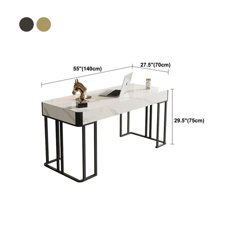 Bureau de bureau rectangulaire pour la maison ou le bureau avec bureau d'écriture à base en métal Clearhalo