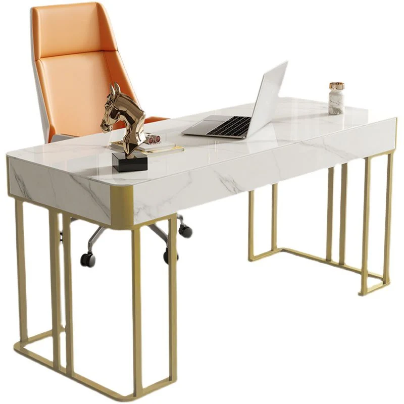 Bureau de bureau rectangulaire pour la maison ou le bureau avec bureau d'écriture à base en métal Clearhalo