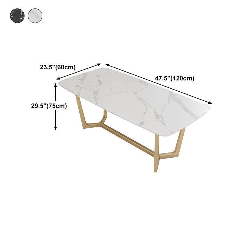 Bureau de bureau rectangulaire de style Glam, bureau à tréteaux en pierre pour la maison Clearhalo