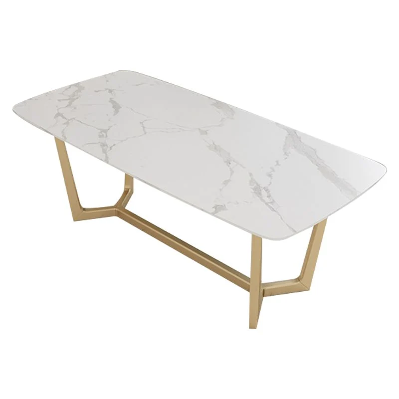 Bureau de bureau rectangulaire de style Glam, bureau à tréteaux en pierre pour la maison Clearhalo