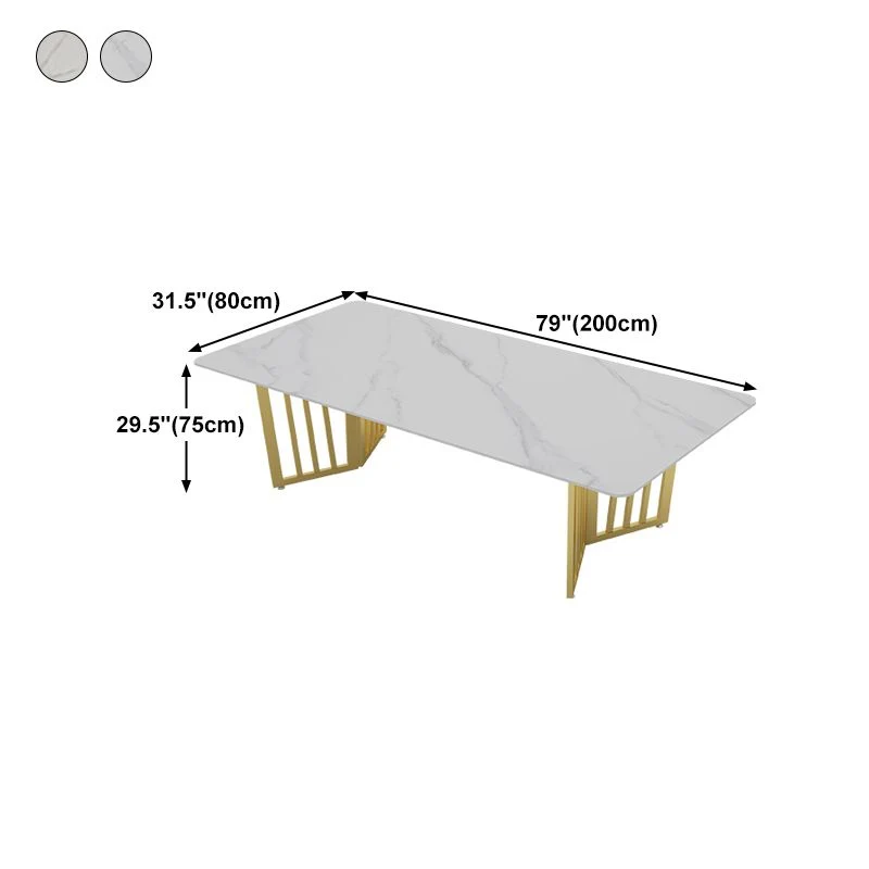 Bureau de bureau rectangulaire de style Glam, bureau d'écriture à plateau blanc avec base luge Clearhalo