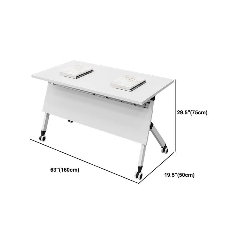 Bureau de bureau rectangulaire en verre contemporain avec roulettes Clearhalo
