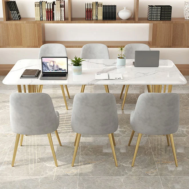 Bureau de bureau de style Glam, courbe blanche, bureau d'écriture pour réunion Clearhalo