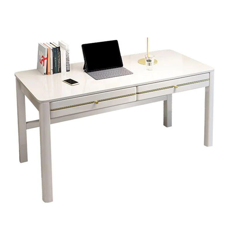 Bureau de bureau de style glamour en bois massif 29,5" H Bureau d'écriture rectangulaire pour la maison Clearhalo