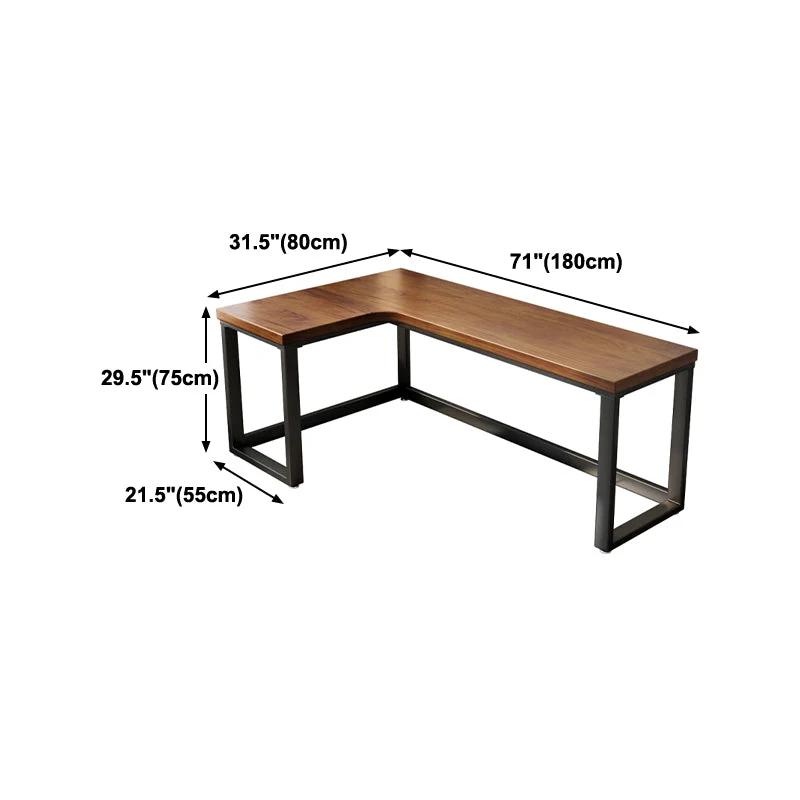 Bureau de bureau de style industriel Bureau d'écriture en bois en forme de L pour la maison marron Clearhalo