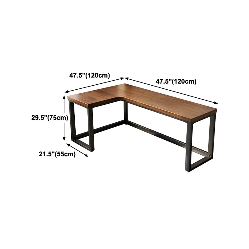 Bureau de bureau de style industriel Bureau d'écriture en bois en forme de L pour la maison marron Clearhalo