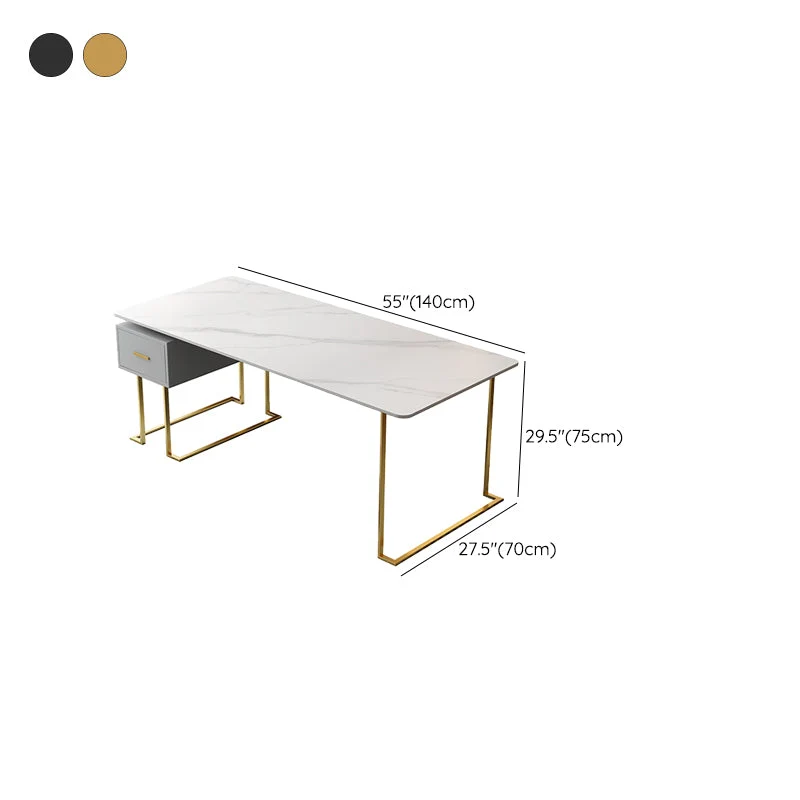 Bureau de bureau supérieur en pierre frittée rectangulaire, bureau d'écriture de style moderne Clearhalo