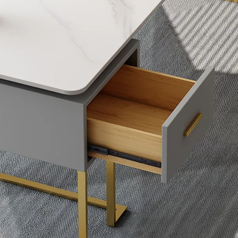 Bureau de bureau supérieur en pierre frittée rectangulaire, bureau d'écriture de style moderne Clearhalo