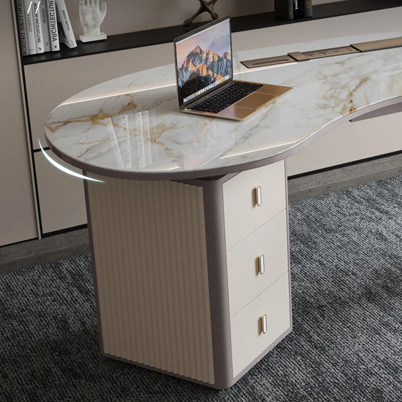 Bureau de bureau sur pied de style Home Glam avec 3 tiroirs Clearhalo
