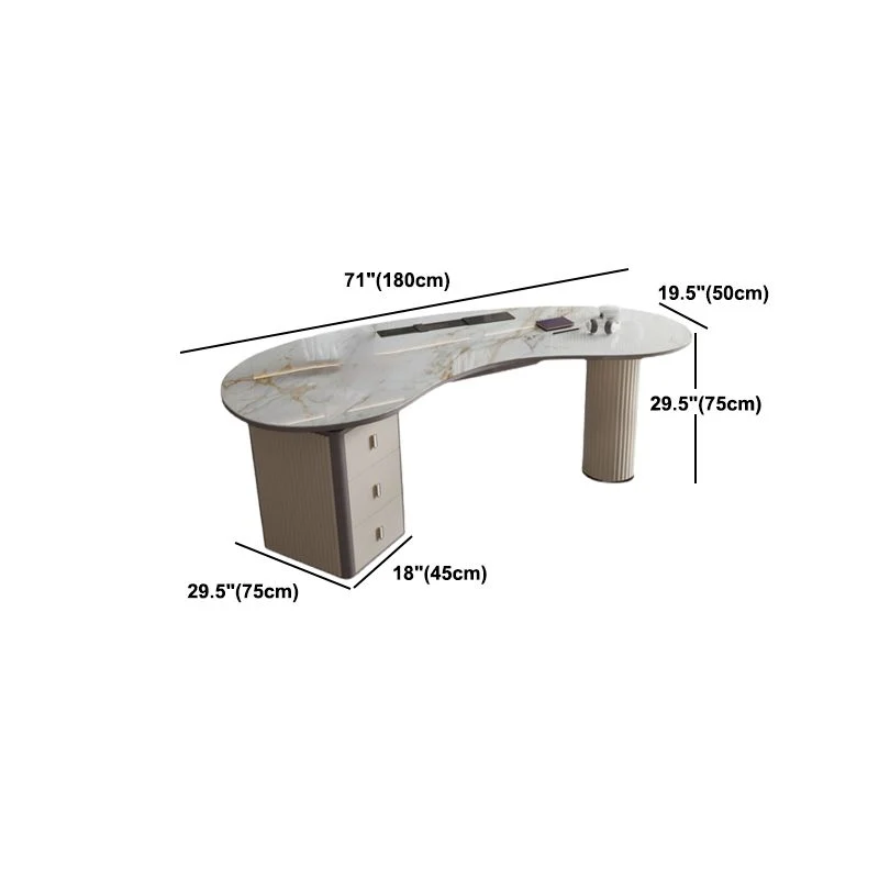 Bureau de bureau sur pied de style Home Glam avec 3 tiroirs Clearhalo