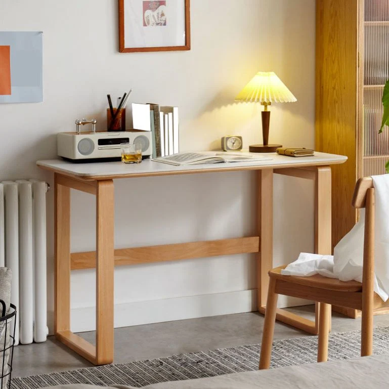 Bureau de chambre à coucher de bureau d'écriture de style simple en bois massif, 29,5 pouces de haut Clearhalo