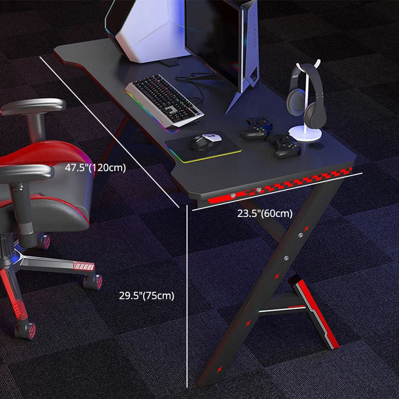 Bureau de chambre à coucher de couleur noire avec pieds de table en acier, bureau de jeu moderne Clearhalo
