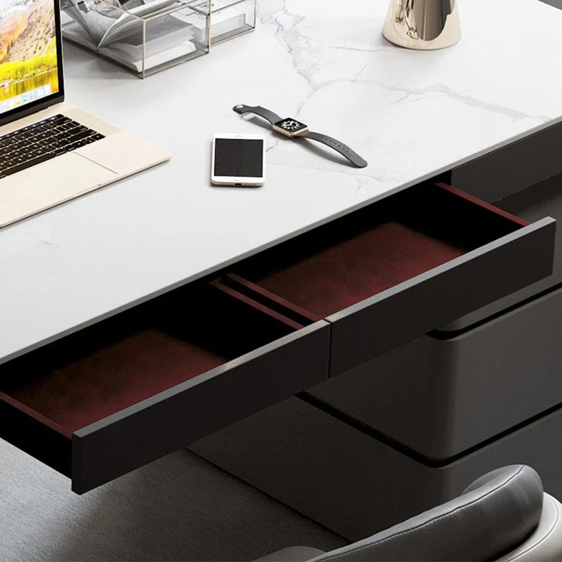 Bureau de chambre à coucher en pierre contemporaine avec 3 tiroirs Clearhalo