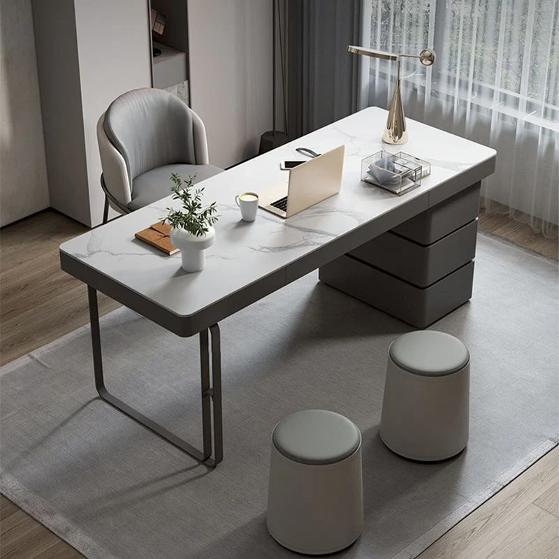 Bureau de chambre à coucher en pierre contemporaine avec 3 tiroirs Clearhalo