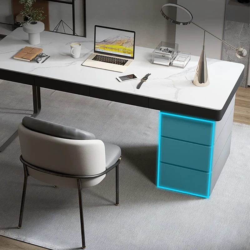 Bureau de chambre à coucher en pierre contemporaine avec 3 tiroirs Clearhalo