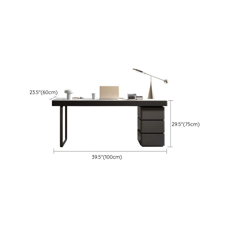 Bureau de chambre à coucher en pierre contemporaine avec 3 tiroirs Clearhalo