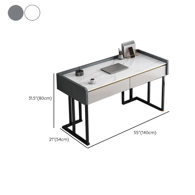 Bureau de chambre à coucher en pierre contemporaine avec 2 tiroirs Clearhalo