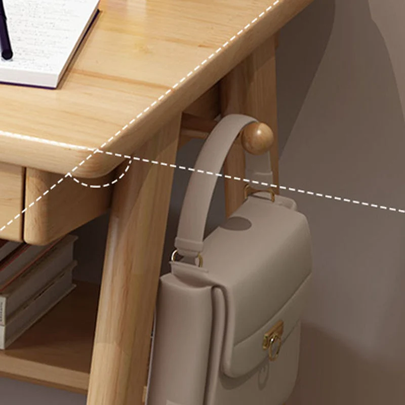 Bureau de chambre rectangulaire, bureau d'écriture en bois massif avec 2 tiroirs de rangement Clearhalo
