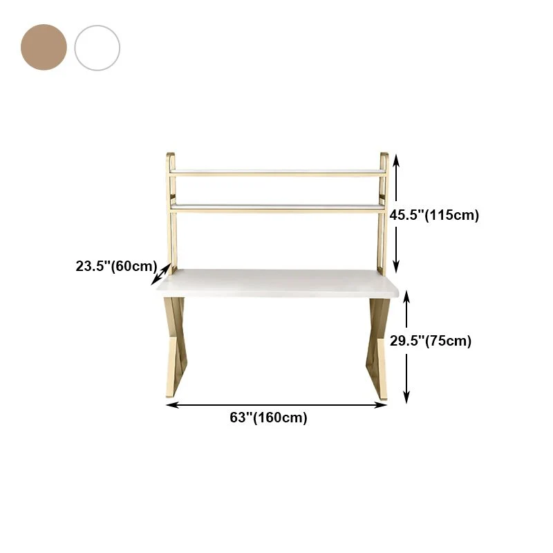Bureau de chambre rectangulaire de style moderne avec plateau en bois massif et pieds en métal Clearhalo