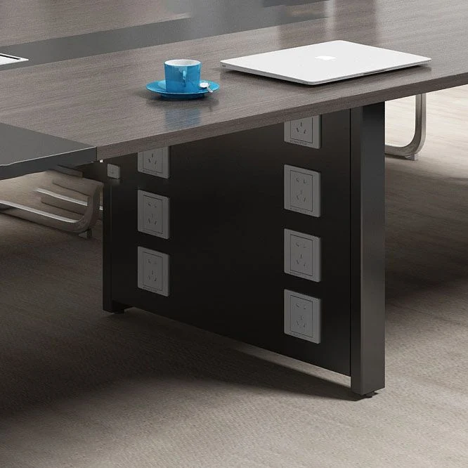 Bureau contemporain avec gestion des câbles Bureau rectangulaire en bois manufacturé noir Clearhalo