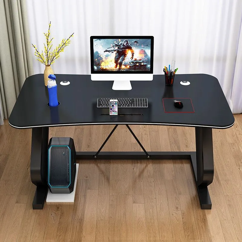 Bureau contemporain avec gestion des câbles et pieds en métal Clearhalo