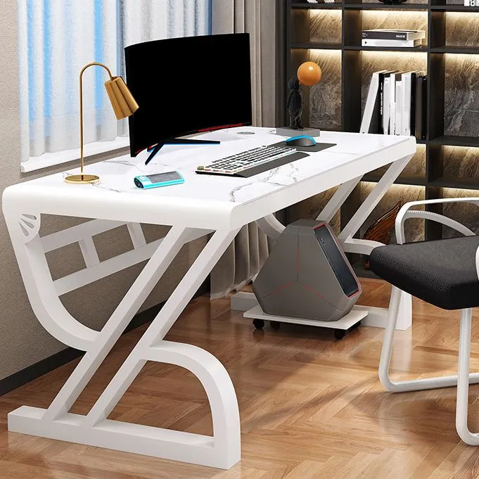 Bureau contemporain avec plateau en verre, bureau d'écriture de 29,53 pouces de hauteur Clearhalo
