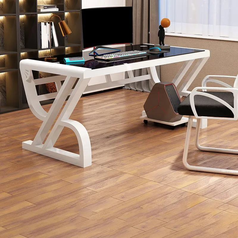 Bureau contemporain avec plateau en verre, bureau d'écriture de 29,53 pouces de hauteur Clearhalo