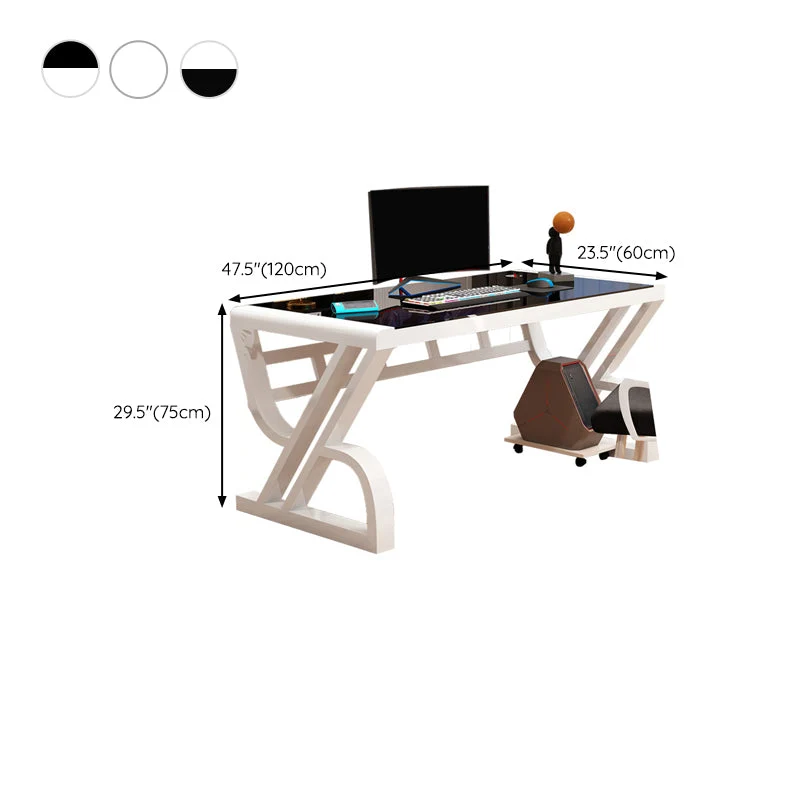 Bureau contemporain avec plateau en verre, bureau d'écriture de 29,53 pouces de hauteur Clearhalo