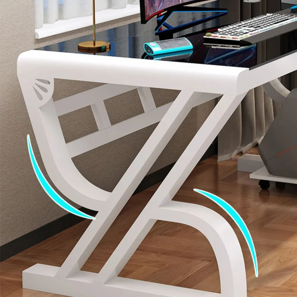 Bureau contemporain avec plateau en verre, bureau d'écriture de 29,53 pouces de hauteur Clearhalo