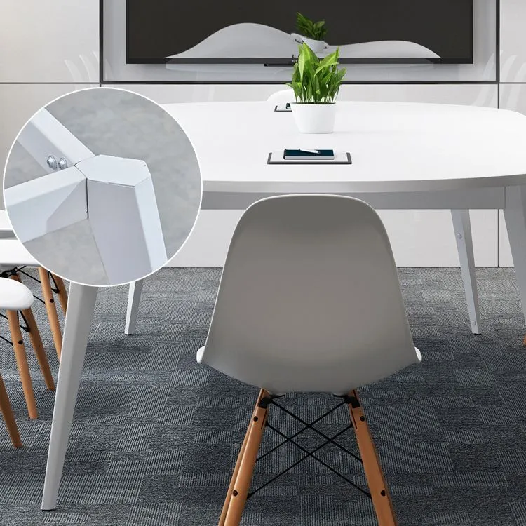 Bureau contemporain en bois avec base Parsons et bureau ovale Clearhalo