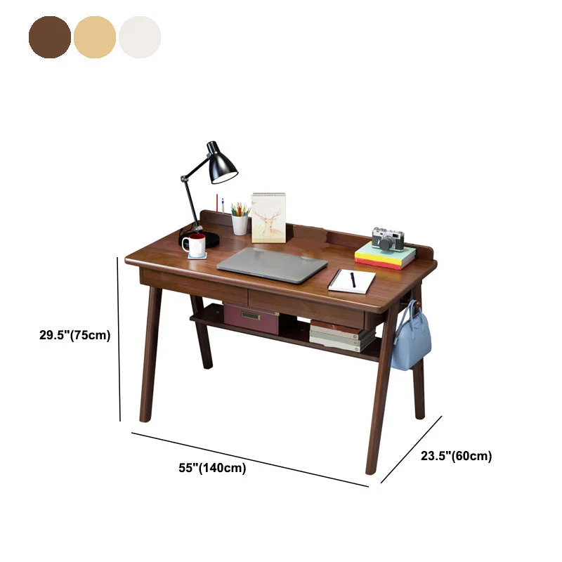 Bureau contemporain en bois Bureau d'écriture de 29,52 po de hauteur avec 2 tiroirs Clearhalo