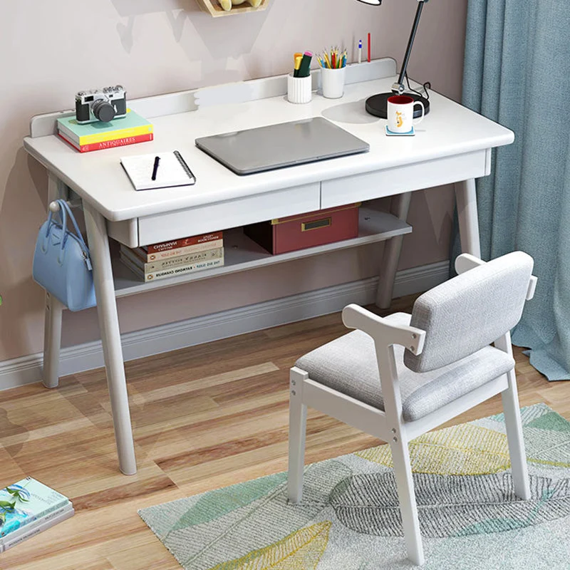 Bureau contemporain en bois Bureau d'écriture de 29,52 po de hauteur avec 2 tiroirs Clearhalo