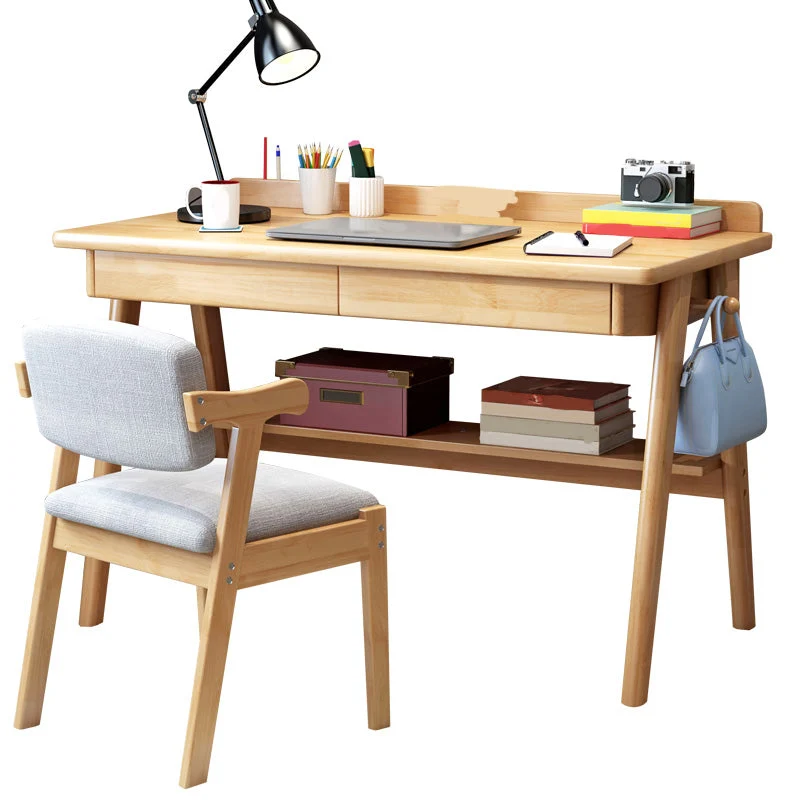 Bureau contemporain en bois Bureau d'écriture de 29,52 po de hauteur avec 2 tiroirs Clearhalo