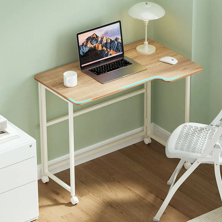 Bureau contemporain en bois, bureau d'écriture en acier de 29,53 pouces de haut avec base en forme de H Clearhalo