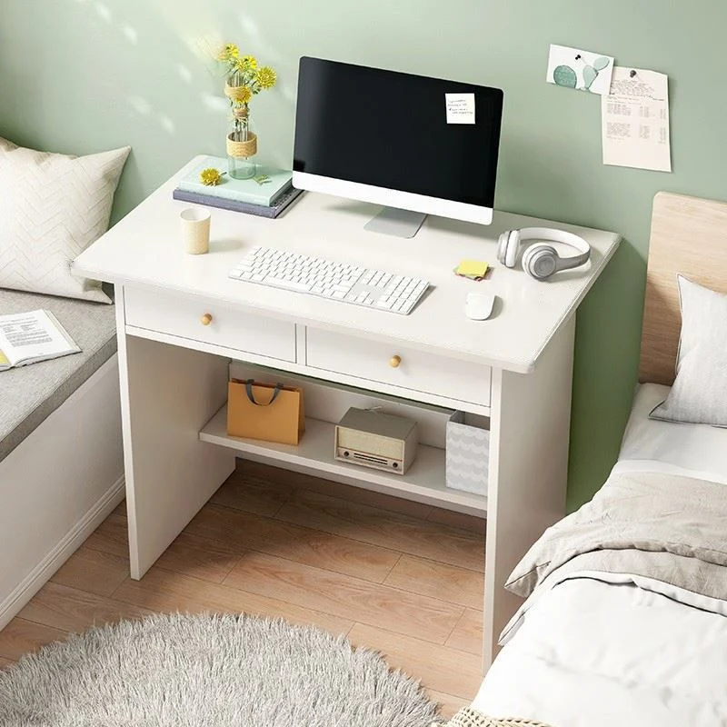 Bureau contemporain en bois d'ingénierie avec étagère de rangement et tiroirs Clearhalo