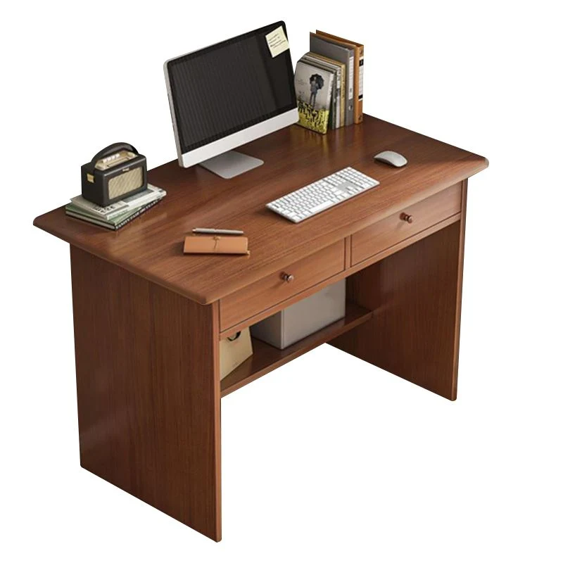 Bureau contemporain en bois d'ingénierie avec étagère de rangement et tiroirs Clearhalo