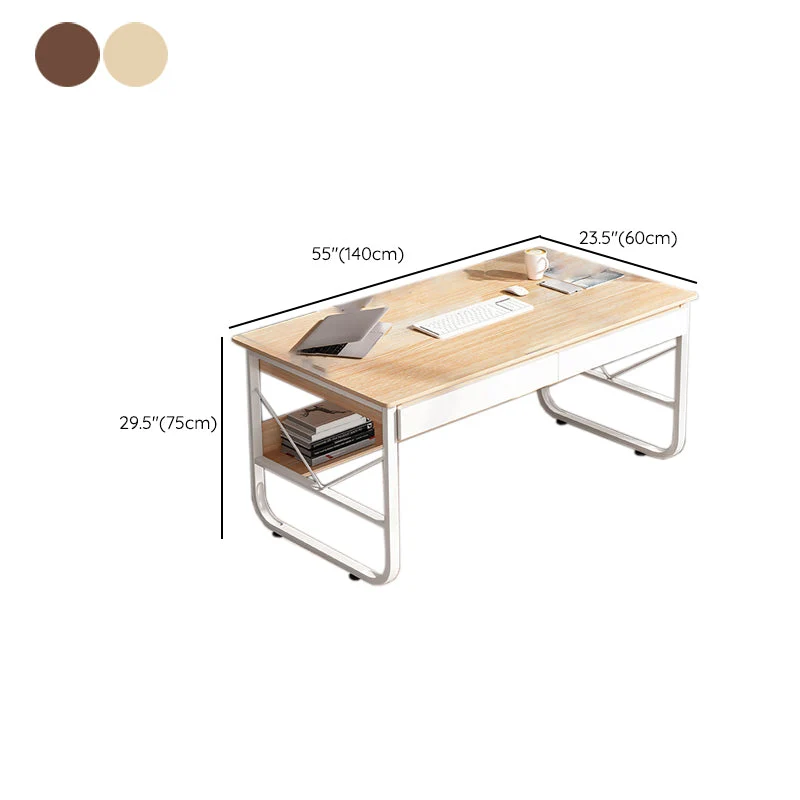 Bureau contemporain en bois d'ingénierie, bureau de chambre à coucher avec tiroirs Clearhalo