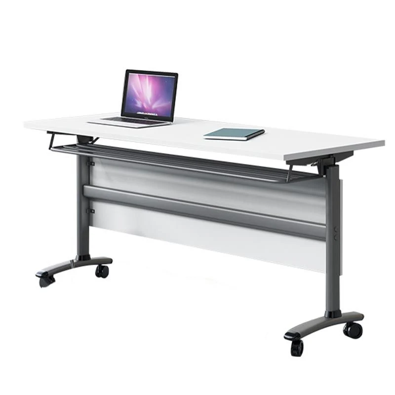 Bureau contemporain en bois manufacturé Bureau rectangulaire blanc avec roulettes Clearhalo