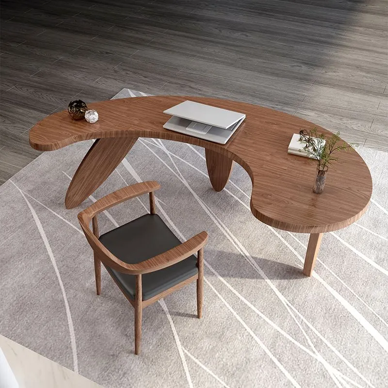 Bureau contemporain en bois massif de 29,5 po de hauteur avec pieds Clearhalo