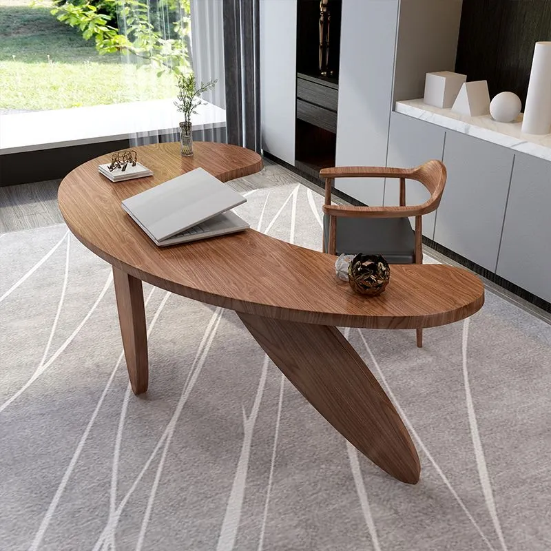 Bureau contemporain en bois massif de 29,5 po de hauteur avec pieds Clearhalo