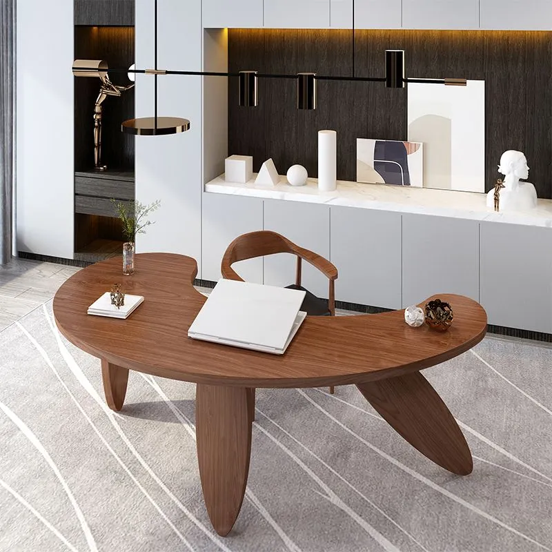 Bureau contemporain en bois massif de 29,5 po de hauteur avec pieds Clearhalo