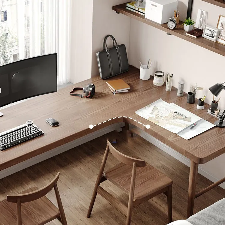 Bureau contemporain en bois massif avec base en forme de H, 29,25 pouces de hauteur Clearhalo