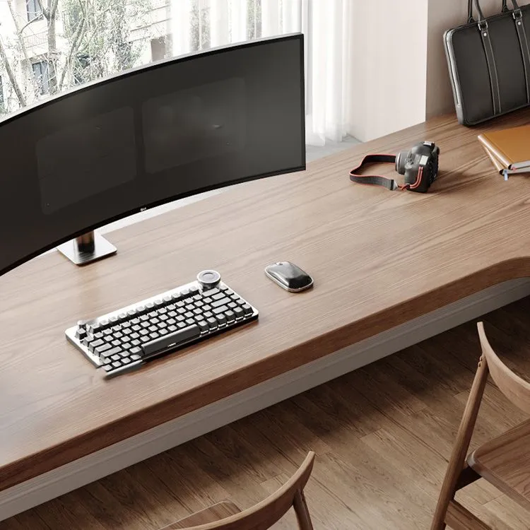 Bureau contemporain en bois massif avec base en forme de H, 29,25 pouces de hauteur Clearhalo