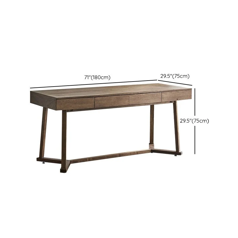 Bureau contemporain en bois massif avec tiroirs Clearhalo