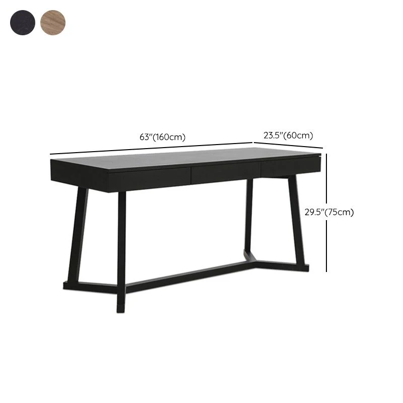 Bureau contemporain en bois massif avec tiroirs Clearhalo