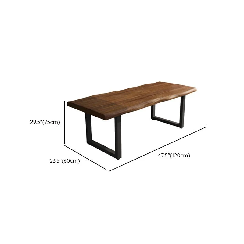 Bureau contemporain en bois massif, bureau d'écriture à base luge avec pieds en fer Clearhalo