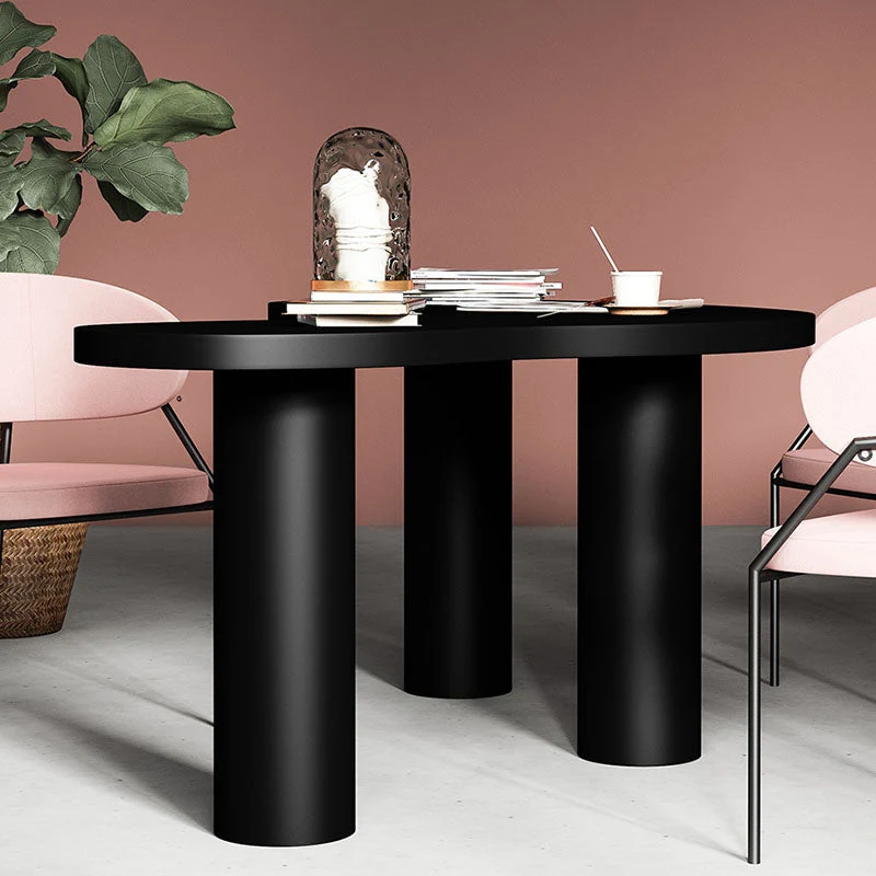 Bureau contemporain en bois massif, bureau d'écriture de 29,5 po de hauteur en noir avec pieds Clearhalo