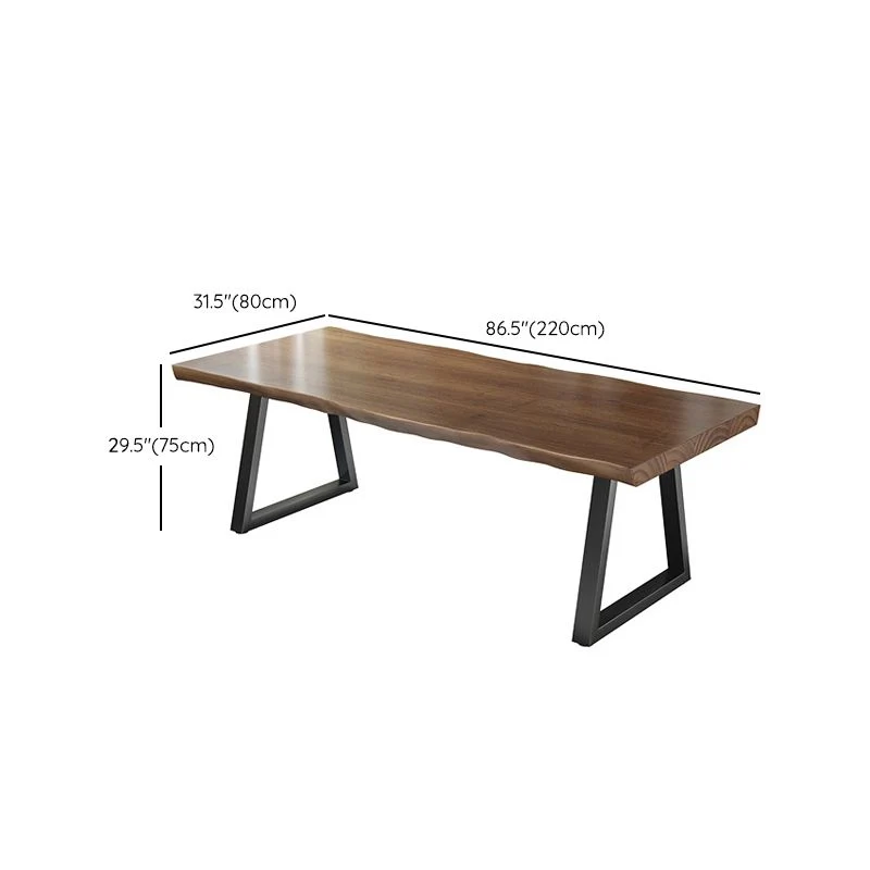 Bureau contemporain en bois massif, bureau d'écriture rectangulaire en fer pour le bureau Clearhalo