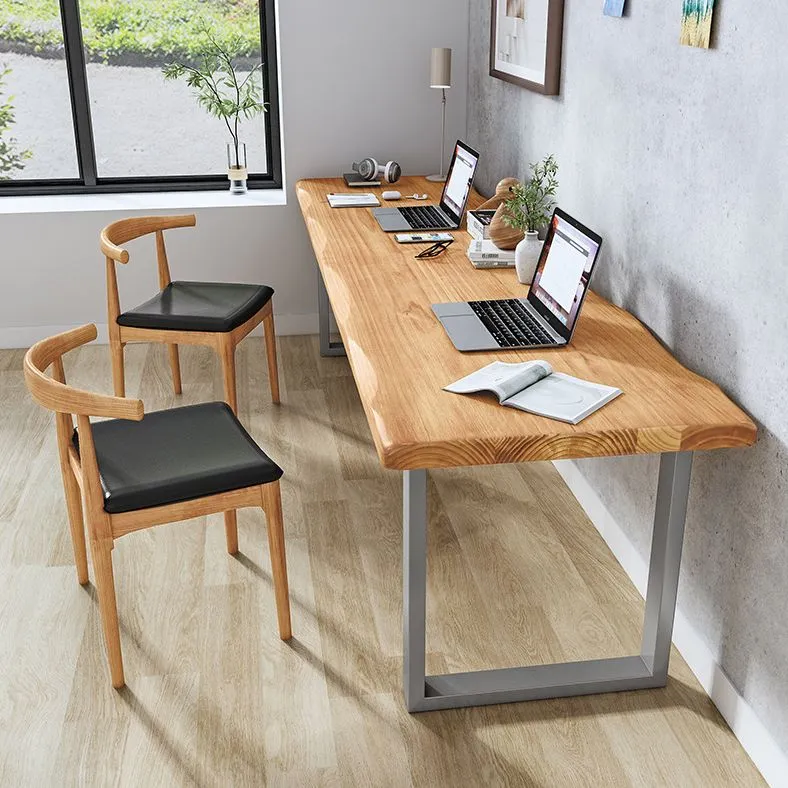 Bureau contemporain en bois de pin, Base rectangulaire en métal, pour le bureau à domicile Clearhalo