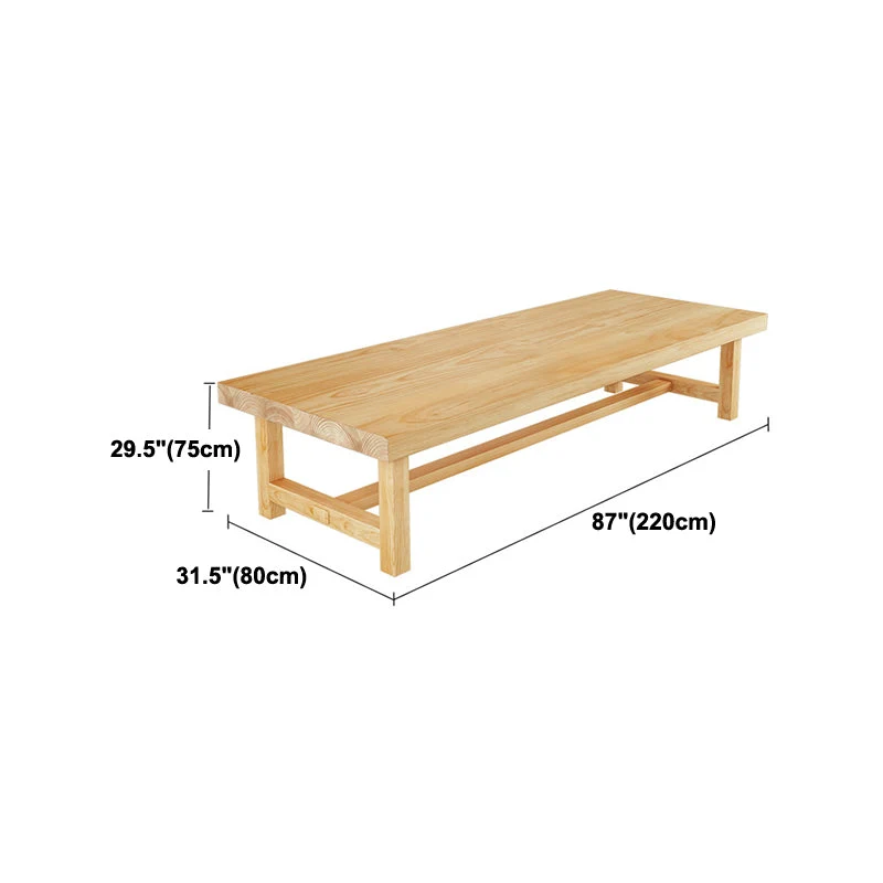 Bureau contemporain en bois de pin naturel, Base en bois rectangulaire, pour bureau Clearhalo
